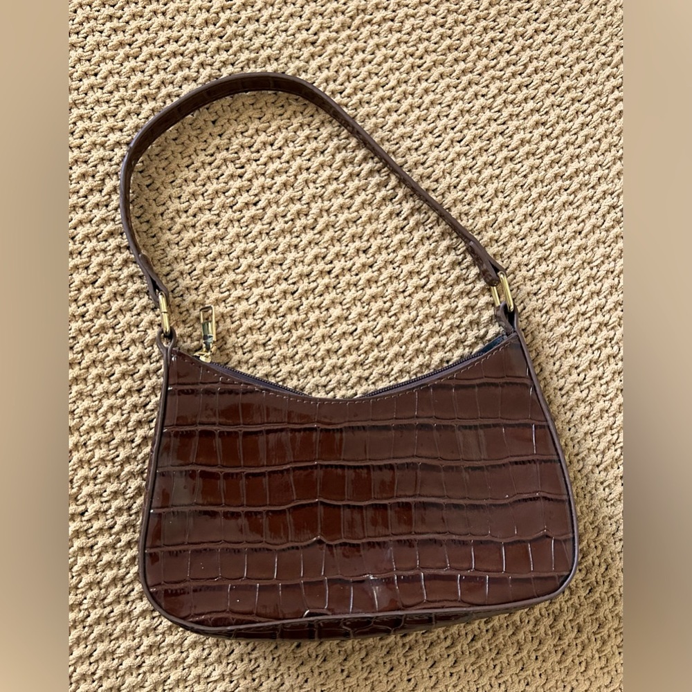 Mocha Brown Faux Animal Skin Print Purse